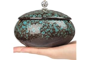 PURETÉAVHOM Posacenere in ceramica con coperchio - blu pavone