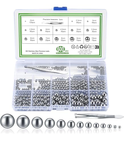 QUARKZMAN Sfere Cuscinetto In Acciaio Inox 316L - 120 Pezzi Diametro 1/8", Precisione Per Manutenzione E Fai Da Te