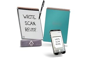 Rocketbook Flip Block Note Digitale Smart – Block Note per Appunti Digitali A5 Azzurro – A Righe/Puntinato – Quaderno Appunti Riutilizzabile – Include Penna Pilot FriXion e Panno per Cancellare