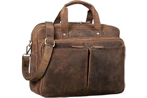 STILORD 'Remus' Sac en cuir Homme à Bandoulière d'Epaule Femmes Porte-documents A4 Sac d'Affaires pour PC portable 15,6 Pouces Cartable