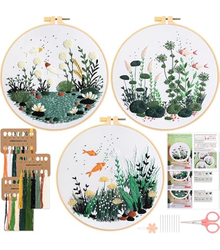 INFUNLY 4 sets walvis borduurpakketten voor beginners vogel kruissteek starter kits met instructies voor volwassenen DIY borduurwerk naaldpunt sets met dier patroon borduurwerk doek hoepels draden