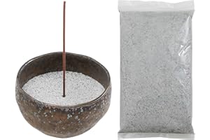 Asayu Japan Kit de Quemador de Incienso con Ceniza de Incienso Gris (50 g) y Tazón 100% Hechos en Japón - Kit de Quemador de Incienso (50 g de Ceniza)