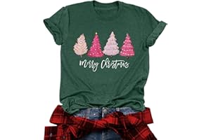 tiorhooe Weihnachts Tshirt Damen Merry Christmas T Shirt Xmas Tree Shirts