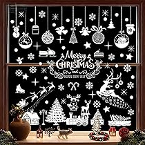 10 Stickers Noel Fenetre De Sapin De Noël,232Pcs Decoration Autocollant Noel Fenetre Electrostatique,Blanc Stickers Vitre Noel - Maison