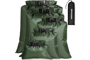 ZAVAREA Waterproof Dry Bag Set 5Pcs, Lightweight Canoe Bags with 1.5L, 2.5L, 3.5L, 4.5L, 6L Dry Sacks Waterproof Bags for Kayaking Rafting Boating Hiking Camping Travel Backpacking Storage Boat Dry Bags