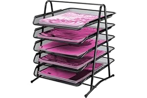 ideallife Briefablagen 5 Ebenen - Dokumentenablage Metall Desk Organizer - Metall Ablage Ablagefächer für A4 Dokument - Büro Schreibtisch Ablage mit 5 Schubladen I Papier Ablagefächer A4 (Schwarz)