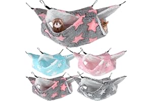 NAMALU 4 Stück Meerschweinchen Hängematten für Ratten Frettchen Hängematte für Kleintier Weich Warmes Fleece Haustiere Käfig Zubehör Hängende Kleintierbetten für Schlafen Hamster (Großer Stern)