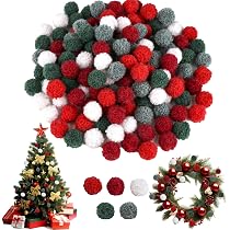 500 Pompons De Noël 10mm - Rouge, Blanc, Vert - Pour DIY, Déco, Loisirs Créatifs