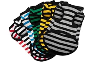 Paiaite 6 Stück gestreiftes Hunde-Shirt, Baumwolle, ärmellos, atmungsaktiv, Haustierbekleidung, Tank-Top, buntes Welpen-Sweatshirt, Hundekleidung für kleine, mittelgroße Hunde, Größe M