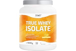 TNT TRUE NUTRITION TECHNOLOGY TNT True Whey Protein Isolate proszek (1 kg) • Proszek białkowy do shake proteinowego • Doskonała rozpuszczalność i pyszny smak (banan)