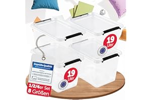 BOXXivo Aufbewahrungsboxen mit Deckel 19l im 4er Set - BPA-freie & lebensmittelechte Boxen Aufbewahrung - Kunststoffbox mit Deckel - stapelbare & robuste Aufbewahrungsboxen - Storage Box