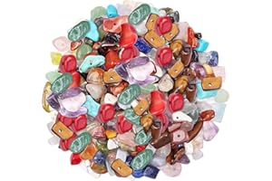 Prettme 500 Stück Edelstein perlen, 7 Chakra edelsteine zum auffädeln, Kristall Steine Perlen, 5-8 mm Gebohrt Edelsteine für Armbänder, Ketten, Ohrringe,DIY Schmuck Machen Crafting