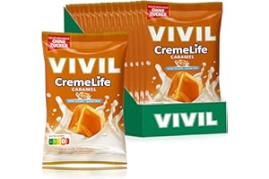 ‎VIVIL VIVIL Creme Life Caramel, 15 Beutel, Sahnebonbons mit Karamellgeschmack, zuckerfrei & glutenfrei, 15 x 110g