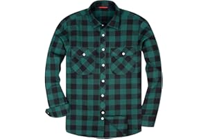 siliteelon Flannel Shirt Checked Shirt for Men Plaid Shirt Cotton Lumberjack Regular Fit Men's Long Sleeve