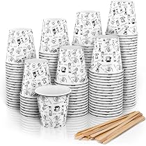 200 Gobelets En Carton 240ml Avec Couvercles Et Agitateurs - Parfaits Pour Café à Emporter