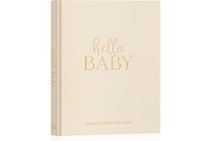 Lanpn Hello Baby Erstes 5 Jahr Babytagebuch für Mädchen Junge - Leinen Hardcover Baby Tagebuch zum Eintragen Babybuch für neue Eltern - Baby Album Baby Erinnerungsbuch Geschenk (Beige, 154 Seiten)