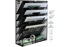 IOUGDSEC 6-poziomowa siatka A4 na tacy, wiszący uchwyt na dokumenty, magazyn, organizer pocztowy, stojak do przechowywania, tacki na listy, organizer na dokumenty