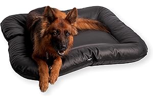 4L Textil Mario Hundebett mittelgroße Hunde Kunstleder Wasserfestes Hundebett Kunstleder Hundekissen Kunstleder Hundematratze Kunstleder (90x70 cm, Schwarz(Hundebett))