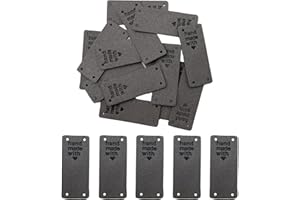 WiYould 40 Pcs PU Leather Label Faux Leather Handmade Sew on Tag Label Handmade Embossed Tag Embellishment Crochet Knit DIY Jeans Bags Shoes Hat Apparel Accessories(Love, Grey)