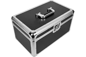 Youyijia 7" LP Vinyl Record Storage Box Case Aluminium Flight Case Lockable DJ Portable Carry Case Holds 200pcs Vinyl Record Albums (Black)