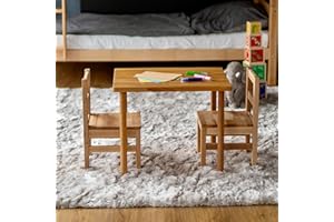 ‎STABOOS Staboos Sitzgarnitur Kinder aus massivem Buchenholz - 1 Tisch & 2 Stühle - Bio geölte Kindermöbel - Montierte Sitzmöbel - Sitzgruppe ohne scharfe Kanten - Natur Bio geölt