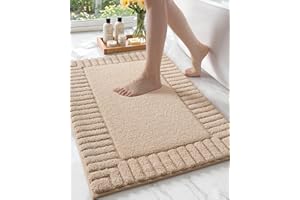 COLOR&GEOMETRY Tapis de Bain Antidérapant 60 x 90 cm, Grand Tapis Salle de Bain Microfibre Absorbant, Tapis Baignoire Doux Lavable en Machine pour Salle de Bain, Douche, Baignoire (Beige)