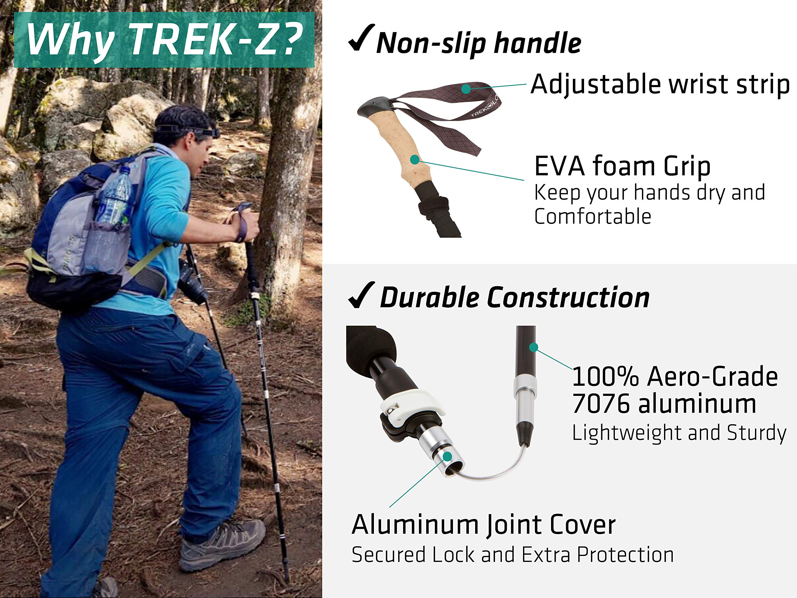Trekology TREKZ Collapsible Trifold Trekking Pole/Hiking Poles