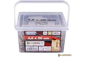 Connex B30193 Vis universelles à tête fraisée avec empreinte étoile TX pour panneaux de particules 4,0 x 50 mm 385 pièces Jaune