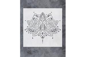 G GSS DESIGNS GSS Designs Lotus Flower Mandala Wall Stencil Template (12x12 Inch) - Painting Stencils for Wood Wall Furniture Floor Tiles Fabric(SL-062)