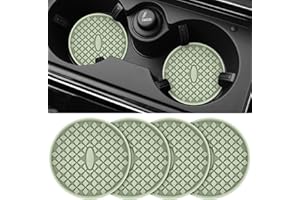 STLIAN Car Cup Coasters [4 Pack] Silicone Cup Holders Mats, Non-Slip Recessed Car Interior Accessories Desert Sage