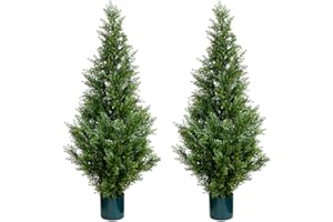 Leflos Albero di cedro artificiale, albero di Cipresso finto di 120 cm, albero di cipresso artificiale deco per soggiorno, ufficio, festival e festa, 2 pezzi