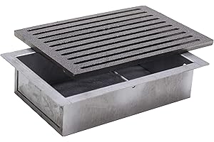 Fonderia Bongiovanni | Griglia in Ghisa | Griglia per Camino | Nuovo modello| Stufa Pellet | Barbecue Fondello per Cenere | 20,6x30 cm | con Cassetto Raccolta Cenere h 7 cm | Accessori Camino