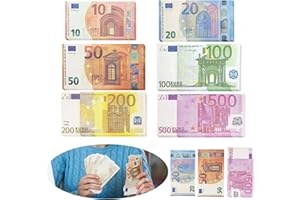 TZQFROCE 120 Blätter Prop Money Copy Money play money set Spielgeld Set Geldscheine für Kinder Kaufladen (Je 20 Stück 10, 20, 50, 100, 200 und 500 Euro)