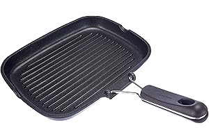 Lagostina Easy Grill Poêle Anti-Adhésive Rectangulaire en Aluminium Moulé sous Pression, 24 x 32 cm, Revêtement Meteorite Resistium, Poignée Pliable en Bakélite, Bec Verseur, Facile à Nettoyer