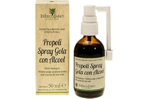 ERBECEDARIO Propoli Spray Gola e Voce con Alcool Erisimo ed Eucalipto, Integratore Naturale Aiuta le Difese Immunitarie, Idrata e Lenisce la gola con Azione Purificante, 50 ml Con Nebulizzatore