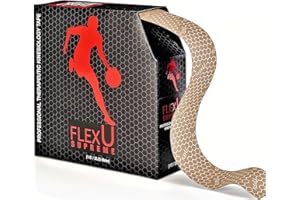 FLEXU Kinesiologie-Tape Ruban en Vrac 35 mètres continus ou 140 Bandes prédécoupées. (Beige)