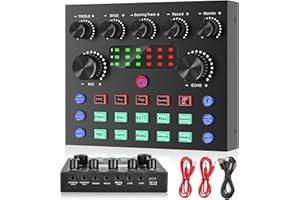 Audio Interface Podcast Equipment Bundle,focombance Bluetooth DJ Mixer Audio Streaming Mixer Podcast Production Studio Equipment Gaming PC Phone Record Live Card Sound Board Voice Changer YouTube