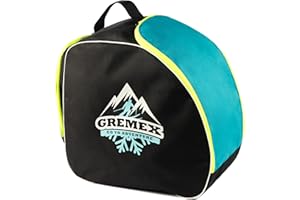 GREMEX Torba na buty narciarskie z miejscem na kask - Wodoodporna torba na buty narciarskie z przegrodą na kask - Torba na buty narciarskie i kask - Plecak na buty narciarskie z przegrodą na kask