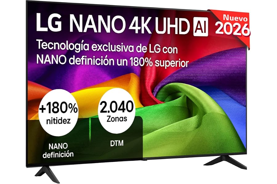 LG 43NU800B6LC - TV 43", Nano 4K UHD AI, Smart TV, WebOS 25 (Actualizable), Procesador Alpha 7 Gen9 AI, 144Hz, HDR10 y Dolby 