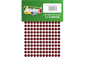 WP KLEBEPUNKTE Klebepunkte aus PVC Folie, wetterfest, Markierungspunkte Kreise Punkte Aufkleber (10 mm, weinrot)