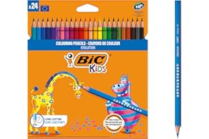‎BIC BIC Kids Buntstifte ECOlutions Evolution, zum Malen in 24 Farben, im Karton Etui, ab 5 Jahre, Bruchsichere Mine & ohne Holz