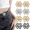 8 Sets Flower Jeans Button Pant Waist Tightener, Adjustable Waist Buckle Set, Need Sew Detachable Decorative Waist Buckles, Jean Buttons Pins for Loose Jeans, Pants, Skirts, Sleeves