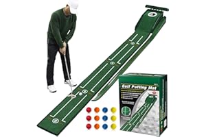 CATCHLUCK Putting Mat Indoor Golf Putting Green with with Ball Return, 12 Balls, Practice Green Non-Slip Base, Alignment Guide – Perfect for Home, Office & Training