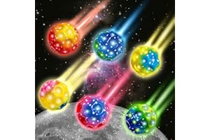 TZEKING 6 Stück LED Moon Ball,Hohe Springender Gummiball,Bunte Hüpfende Bälle,Super Stretch,Leicht zu Greifen,Geschenke für Jungen und Mädchen,Geeignet für Erwachsene zum Stressabbau
