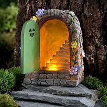 Porta In Miniatura Da Giardino Con 2 Finestre Per Albero - Decorazione Luminosa In Resina, Fatata, Con Luci, Resistente Alle Intemperie, Per Esterni E Interni - 4