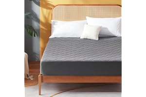 SONIVE Thin Super King Mattress Protector, Quilted Mattress Pad Super King 180x200 cm, Waterproof Mattress Topper, Breathable Mattress Cover Stretches up to 38 CM, Grey