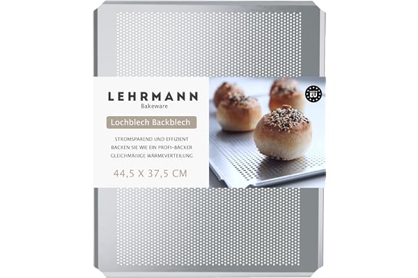 LEHRMANN Plaque perforée à pâtisserie 44,5 x 37,5 cm Plaque pour pizza biscuits Comparable/remplaçable four Bauknecht Whirlpool