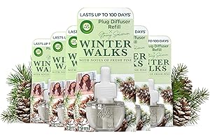 Air Wick Plug in Diffuser Air Freshener| Stacey Solomon Collection, WINTER WALKS PINE| 6 Airwick Refills| Home and Room Fragrance| Lasts Total Up to 600 days