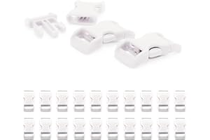 GANZOO Fermoir à clip en plastique, idéal pour les paracordes (bracelet, collier pour chien, etc), boucle, attache à clipser, grandeur: 3/8”, 29mm x 15mm, couleur: blanc, lot de 20 fermoirs