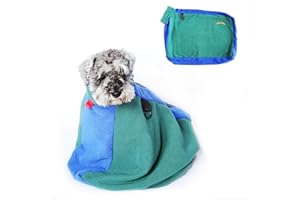 TAIL BLAZERS Quality Dog Drying Bag. Keep Dry and Warm After Bath or Walk. Protects Home and Car From Wet and Mud. Extra Soft Microfibre Dogs Towel Bags. Puppy Grooming Accessories. S Green